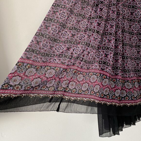 Laura Ashley Long Silk Skirt Size 10 Lined Pleated Ruffled Side Zipper Boho NWT - Picture 3 of 13